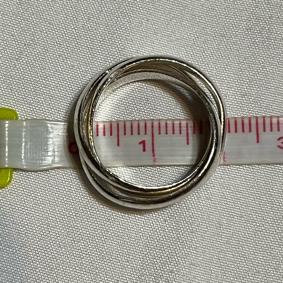 Sterling Silver 925 Rolling Trinity Band Ring - Triple Interlinked Bands - Picture 5 of 6